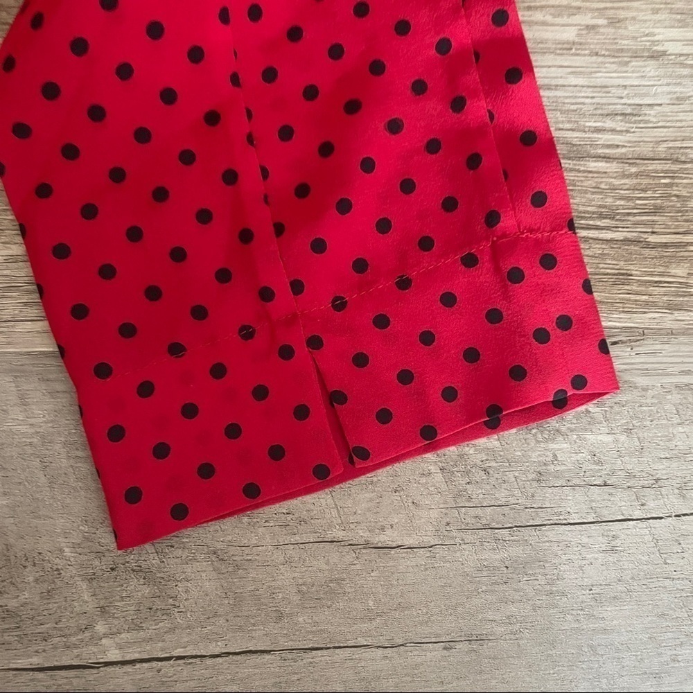 🌺 C Wonder Polka Dot 100% Silk 3/4 Sleeve Red Relaxed Fit Shift Dress Size XXS - Picture 6 of 9